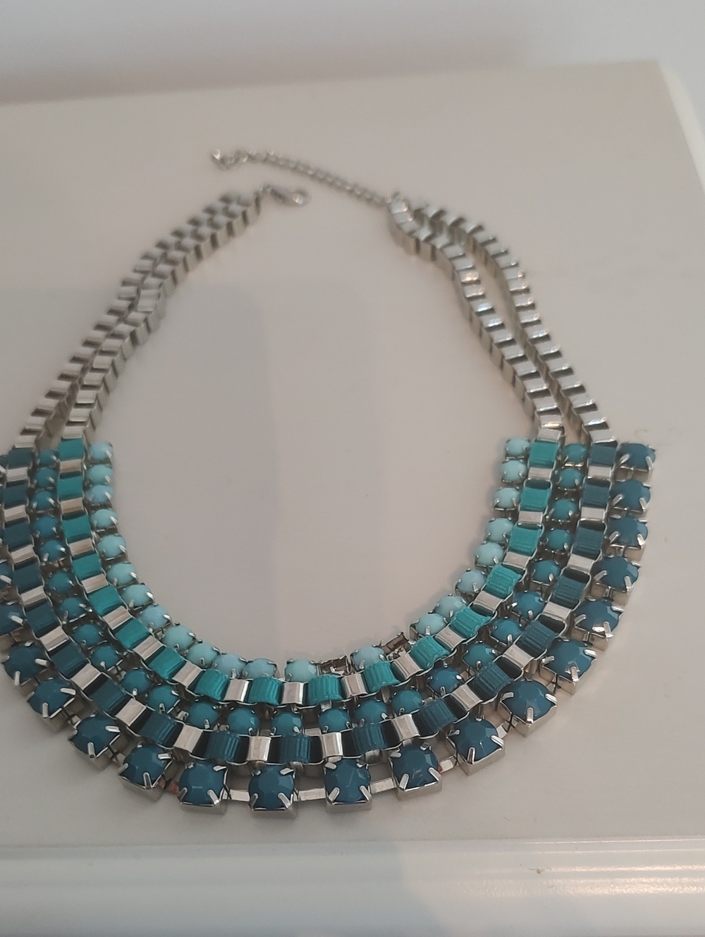 Silver-Tone Turquoise Layered Statement Necklace